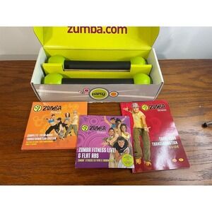 Zumba‎ Fitness Total Body Transformation Set DVDs Weighted Toning Sticks Guide